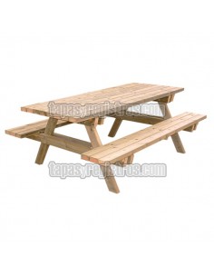 Mesa merendero con bancos de madera modelo E-PICNIC