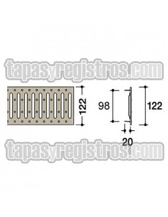 Rejilla galvanizada 125x1000 mm sobrepuesta modelo pasarela clip 2