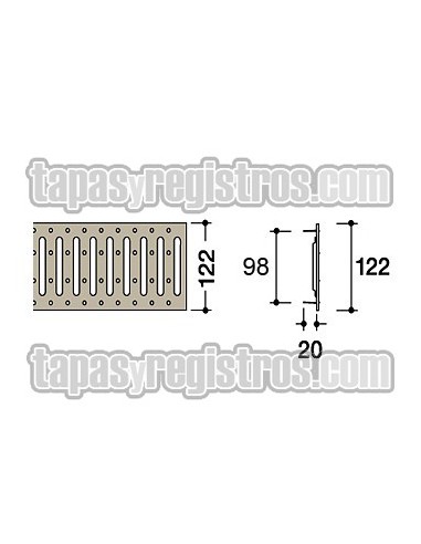 Rejilla galvanizada 125x1000 mm sobrepuesta modelo pasarela clip
