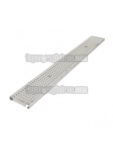 Rejilla de acero inoxidable 125x1000 mm de empotrar perforada C-250 Rejilla de acero inoxidable 125x1000 mm de empotrar perforada C-250