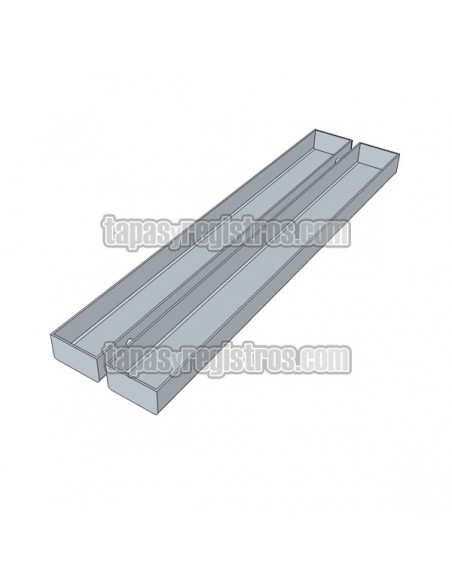 Registro para rejilla ranurada oculta de 125x500 mm en acero galvanizado