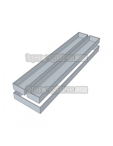 Registro para rejilla ranurada oculta de 125x500 mm en acero galvanizado