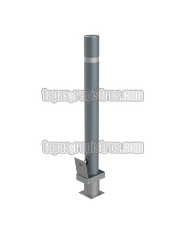 Pilona metálica cilíndrica desmontable con cierre