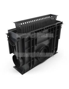Arqueta hormigón polimero con arenero de 125x500 mm y cestillo zincado