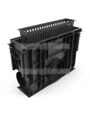 Arqueta hormigón polimero con arenero de 125x500 mm y cestillo zincado