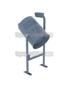 Papelera urbana modelo Barcelona en chapa perforada con cenicero 2