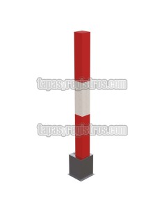 Pilona metálica cuadrada desmontable con cierre