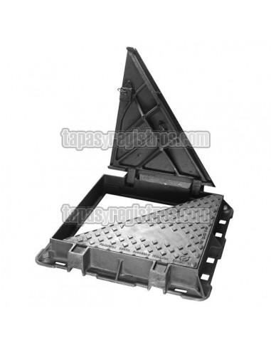 Tapas para arqueta ICT en fundición dúctil clase D-400 780x750 mm de 2 hojas triangulares
