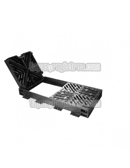 Rejilla reforzada de fundición dúctil de 566x1028 mm de 2 hojas articuladas - Clase D400