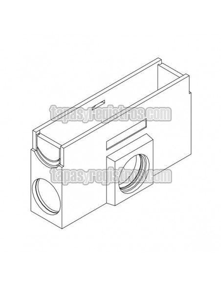 Arqueta polimérica con arenero de 125x500 mm - Croquis Isometría