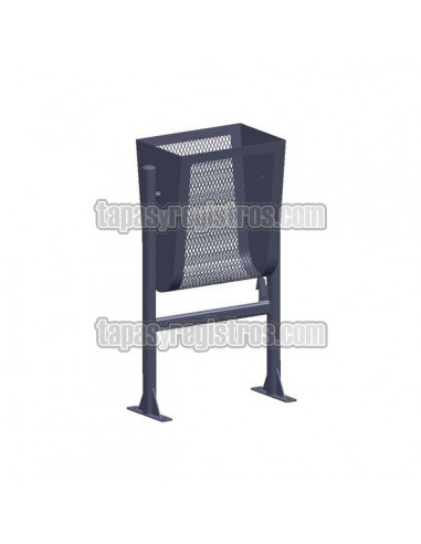 Papelera urbana modelo Madrid abatible en chapa y malla de acero