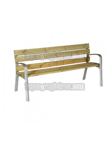 Banco urbano MODO de aluminio y madera de pino. Mobiliario urbano