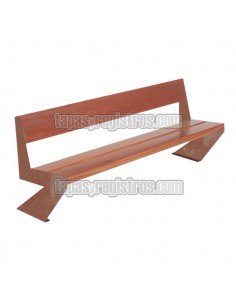 Banco urbano modelo ZENIT acero cortén y madera de guinea