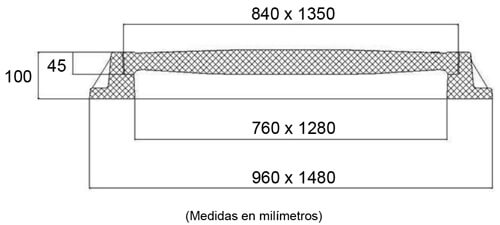 Tapas para arquetas de composite clase B-125 1350x840 mm de 3 hojas