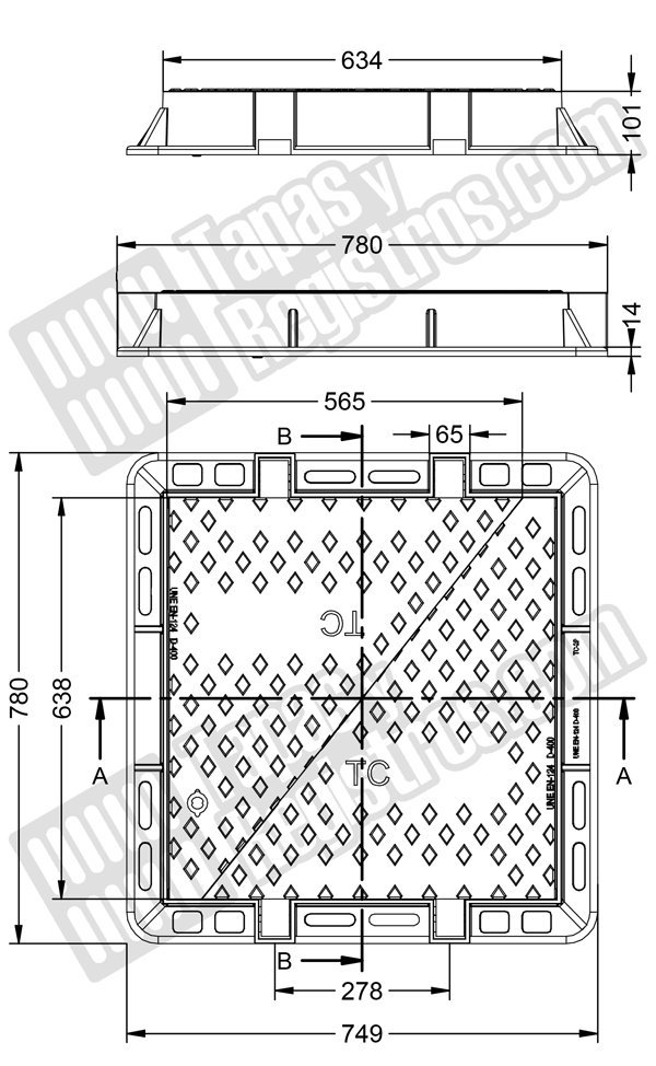 Tapas para arqueta ICT en fundición dúctil clase D-400 de 2 hojas