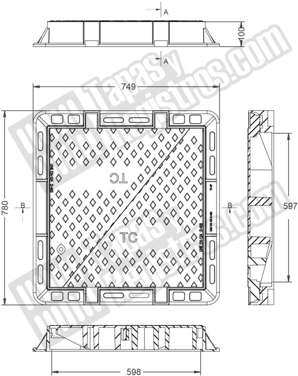 Tapas para arqueta ICT en fundición dúctil clase D-400 de 2 hojas