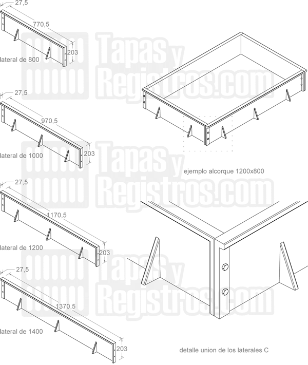 Alcorques para árboles en acero cortén E-TEIXIDO RECTO