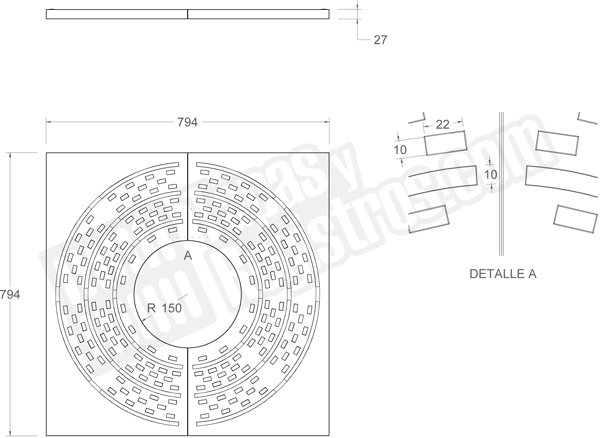 Alcorques para árboles en fundición FIDENZA 1300x1300 Ø470