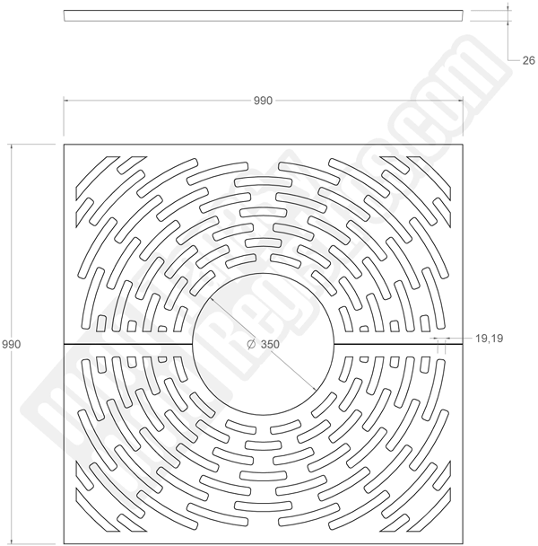 Alcorques para árboles en fundición RADIAL 1000x1000 Ø350