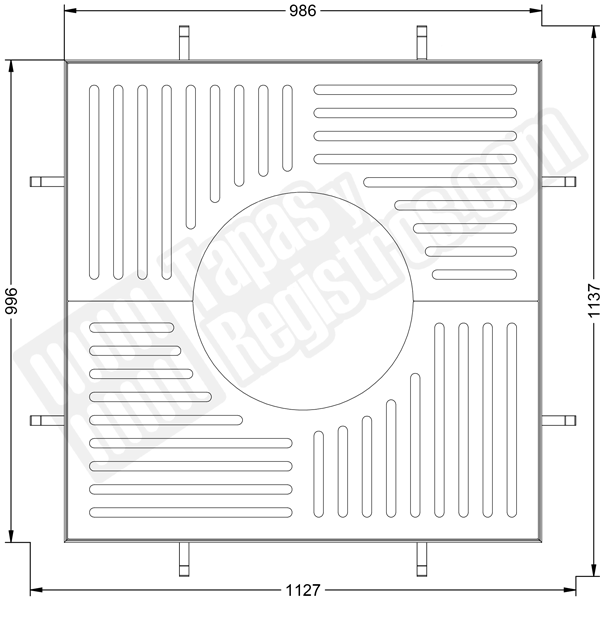 Alcorques para árboles en fundición IMPU 1000x1000 Ø450
