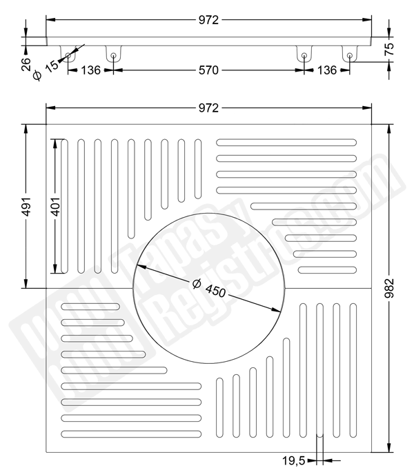 Alcorques para árboles en fundición IMPU 1000x1000 Ø450