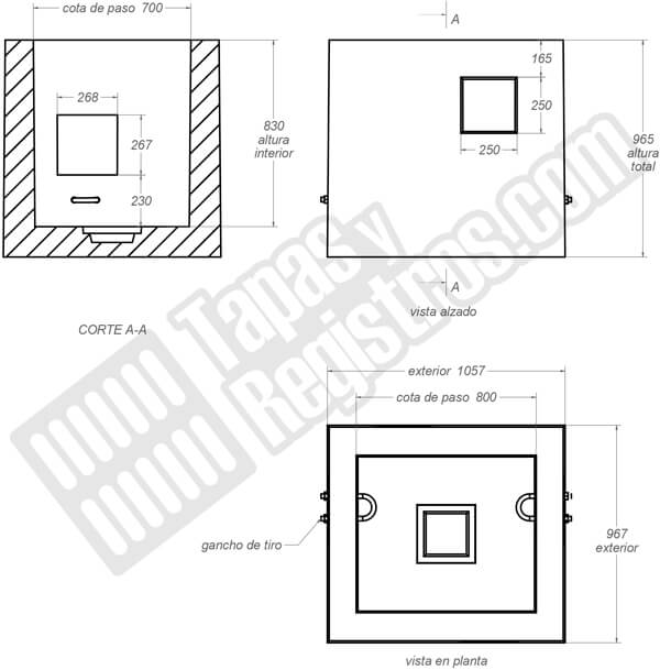 Arqueta de telecomunicaciones prefabricada hormigón H200 Tipo H