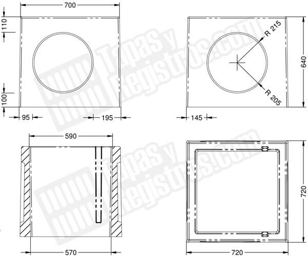 Arquetas prefabricadas de hormigón 700x700 con ventanas circulares