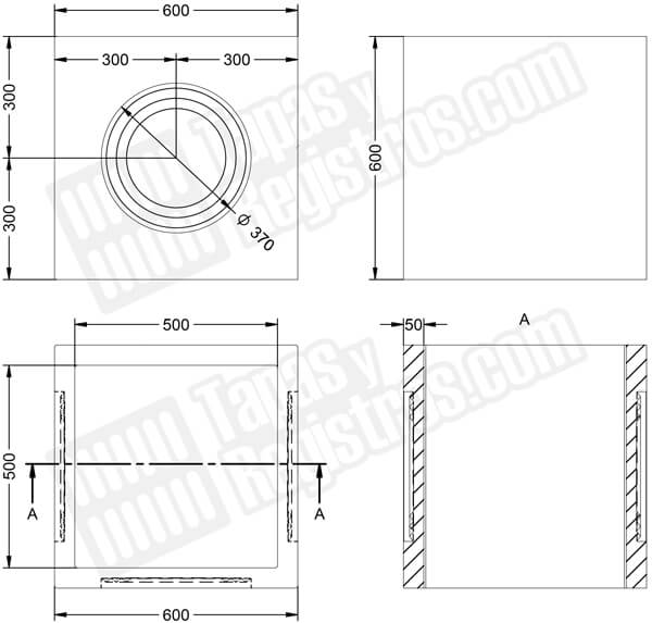 Arqueta prefabricada en hormigón H200 con ventanas circulares