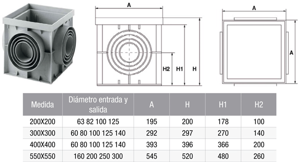 Arquetas prefabricadas de polipropileno en color gris