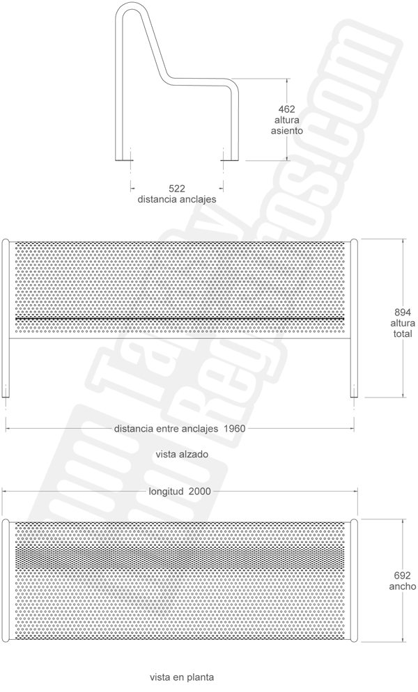 Banco de acero galvanizado modelo PERFORADA