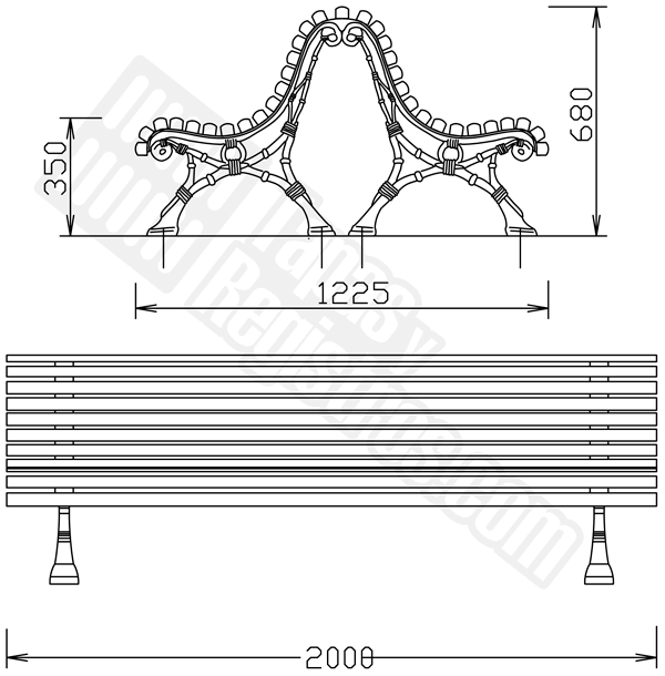banco de fundición dúctil y madera modelo ROMANTICO DOBLE