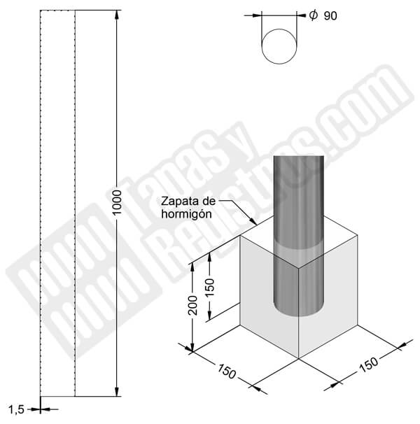 Pilona en acero inoxidable modelo C-500 ECO