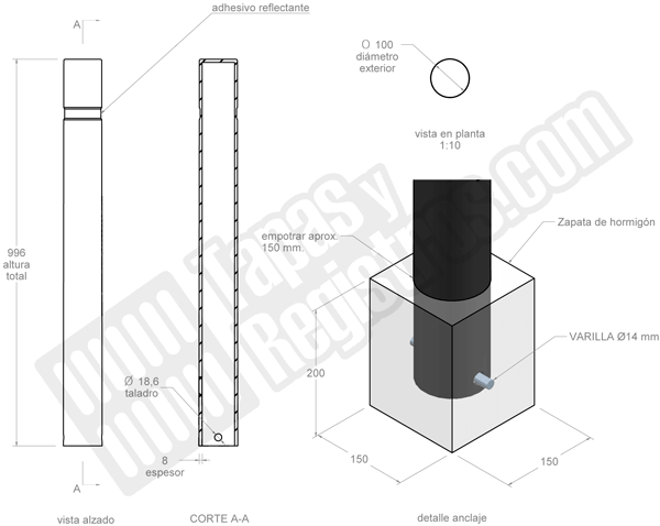 Pilona flexible de polipropileno modelo BARCELONA