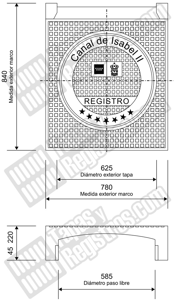 Bordillo tragadero de 840x780x220 mm clase B-125 - Canal de Isabel II