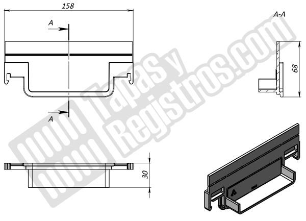 Tapa lateral ciega para canaleta de polipropileno BASE DN100