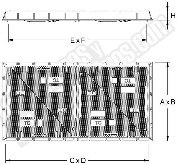Tapas para arquetas en fundición dúctil clase D-400 1560x780 mm de 4 hojas triangulares