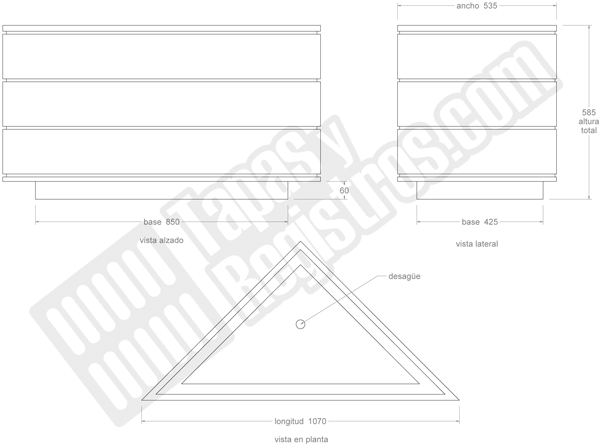 Jardinera de fundición gris triangular modelo Aqualata