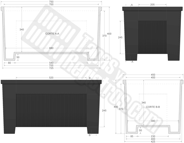 Jardinera de fundición dúctil modelo Ona Rectangular