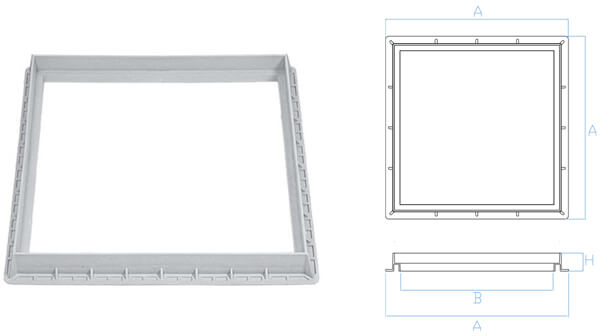 Marco para tapas de arquetas de polipropileno para aguas pluviales