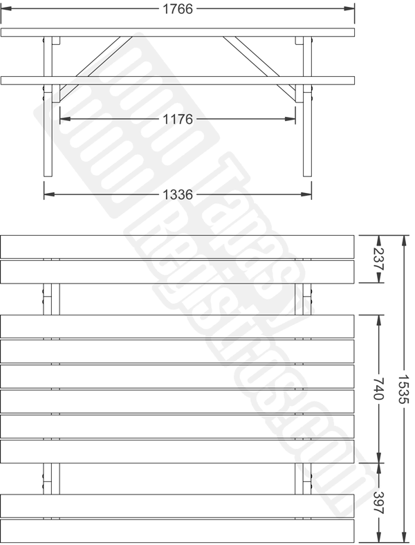 Mesa merendero con bancos de madera modelo E-PICNIC