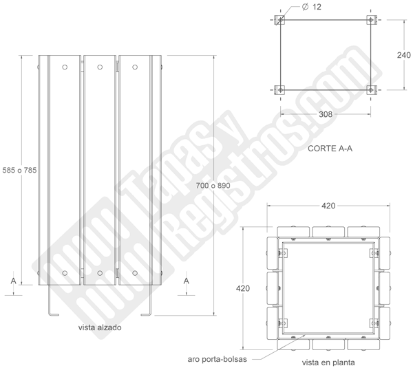 Papelera modelo Canada cuadrada en madera pino tratado en autoclave