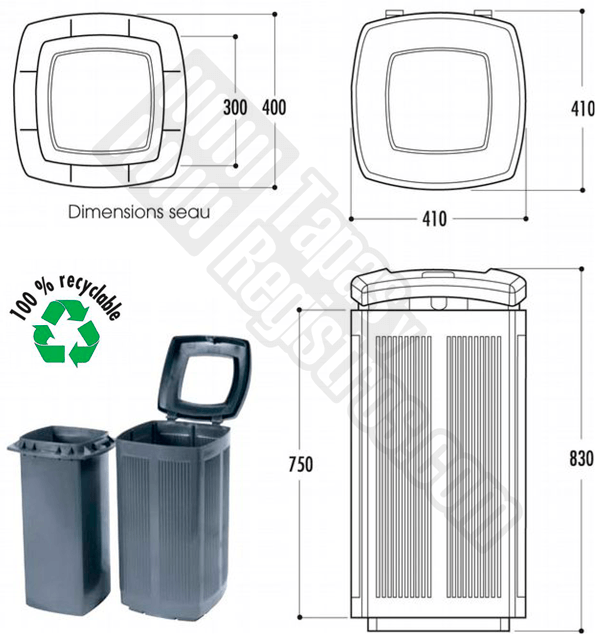 Papelera urbana de plástico polietileno reciclado modelo TOSCANA