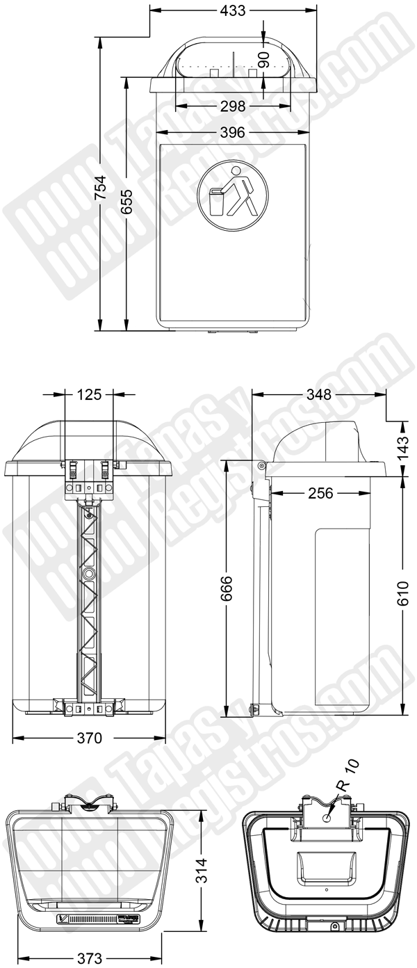 Papelera urbana de plástico modelo URBAN