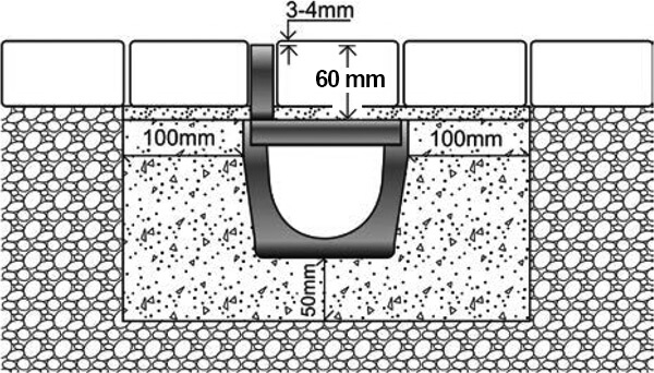 Rejilla ranurada oculta de 125x1000 mm en polipropileno