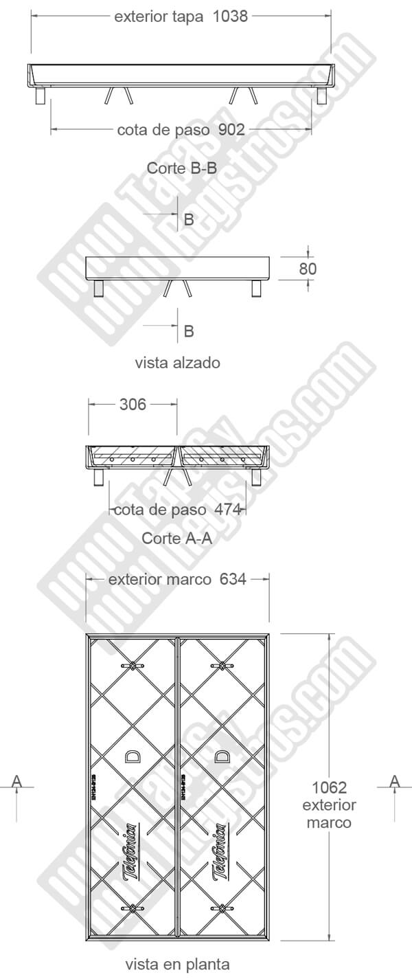 Tapa en hormigón con marco galvanizado telefónica TIPO DM