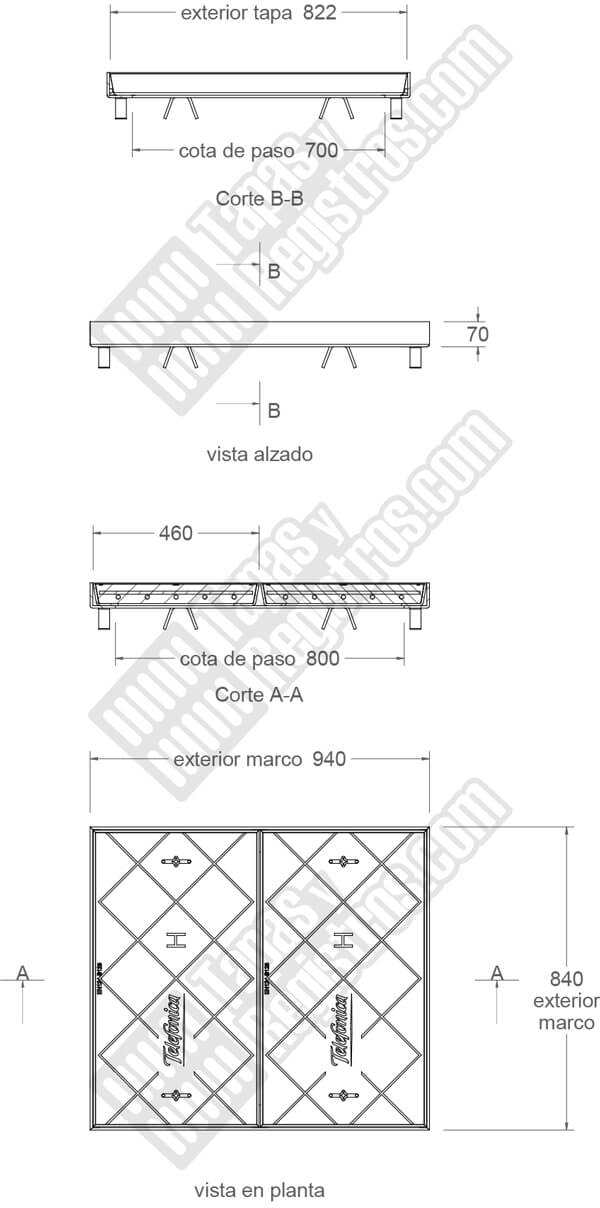 Tapa en hormigón con marco galvanizado telefónica TIPO H