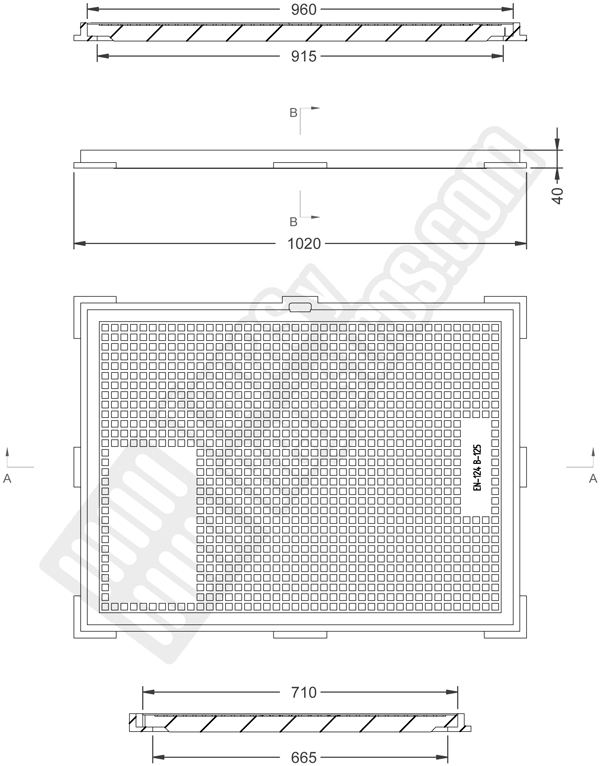 Tapas para arquetas en fundición dúctil clase B-125 960x710 mm