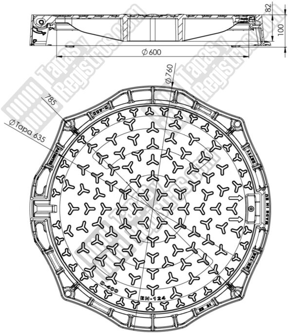 Tapas de arquetas en fundición dúctil D-400 Ø 610 mm H 100 mm